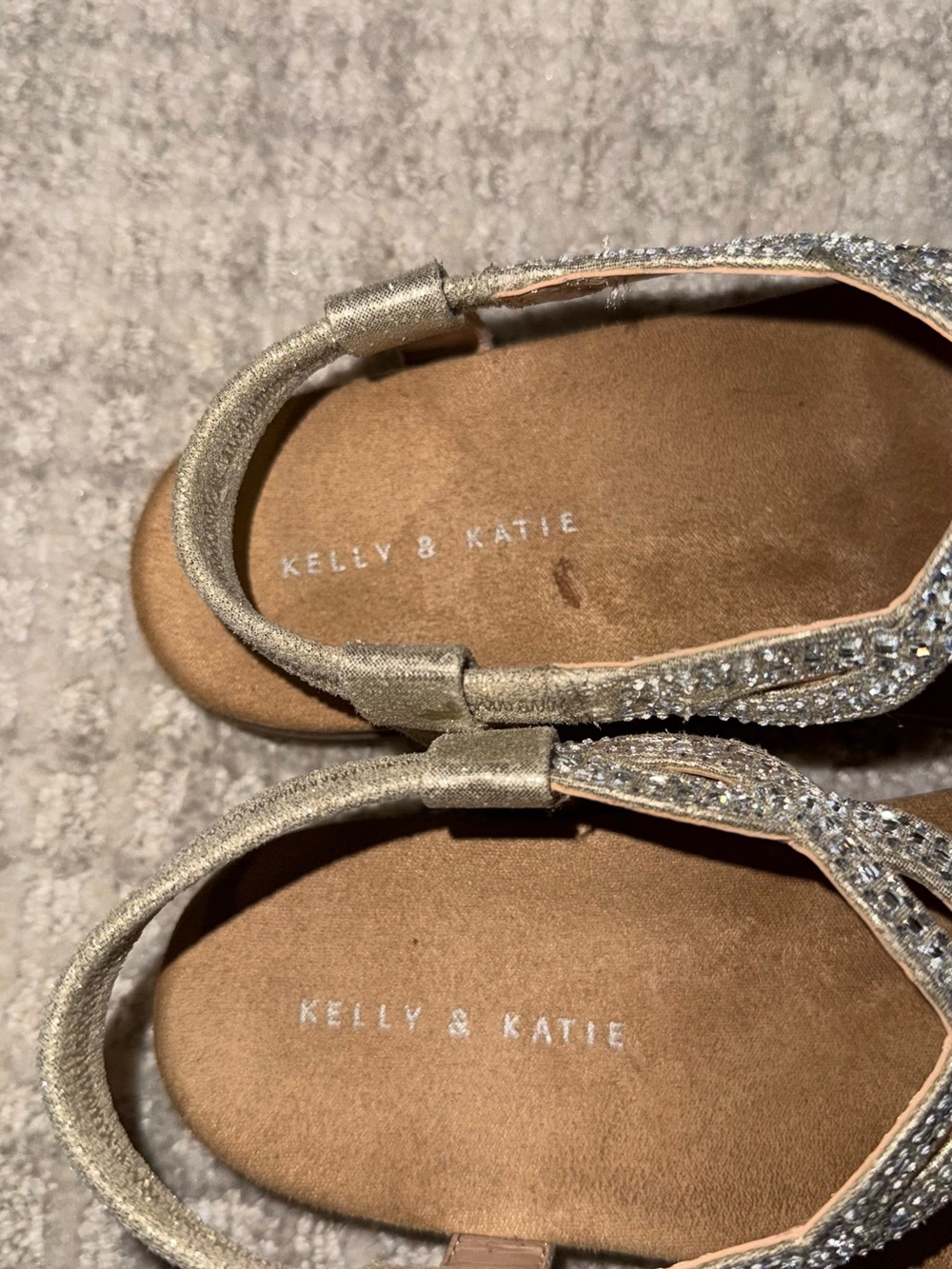 Kelly & Katie Silver Beaded T-Strap Sandal - Picture 3 of 4